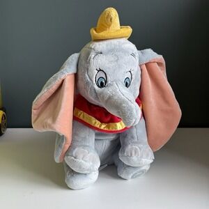 Large Disney Dumbo Plush 15" Elephant Plush Stuffed Animal Blue Embroidered Eyes